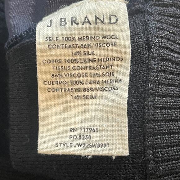 J Brand Velvet Front Merino Wool Sweater Womens XS Black Raglan Whimsigoth Soft - Picture 6 of 8